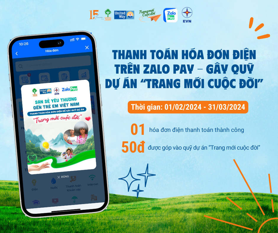 Chương trình san sẻ yêu thương đến trẻ em Việt Nam - Gây quỹ cho dự án Trang mới cuộc đời